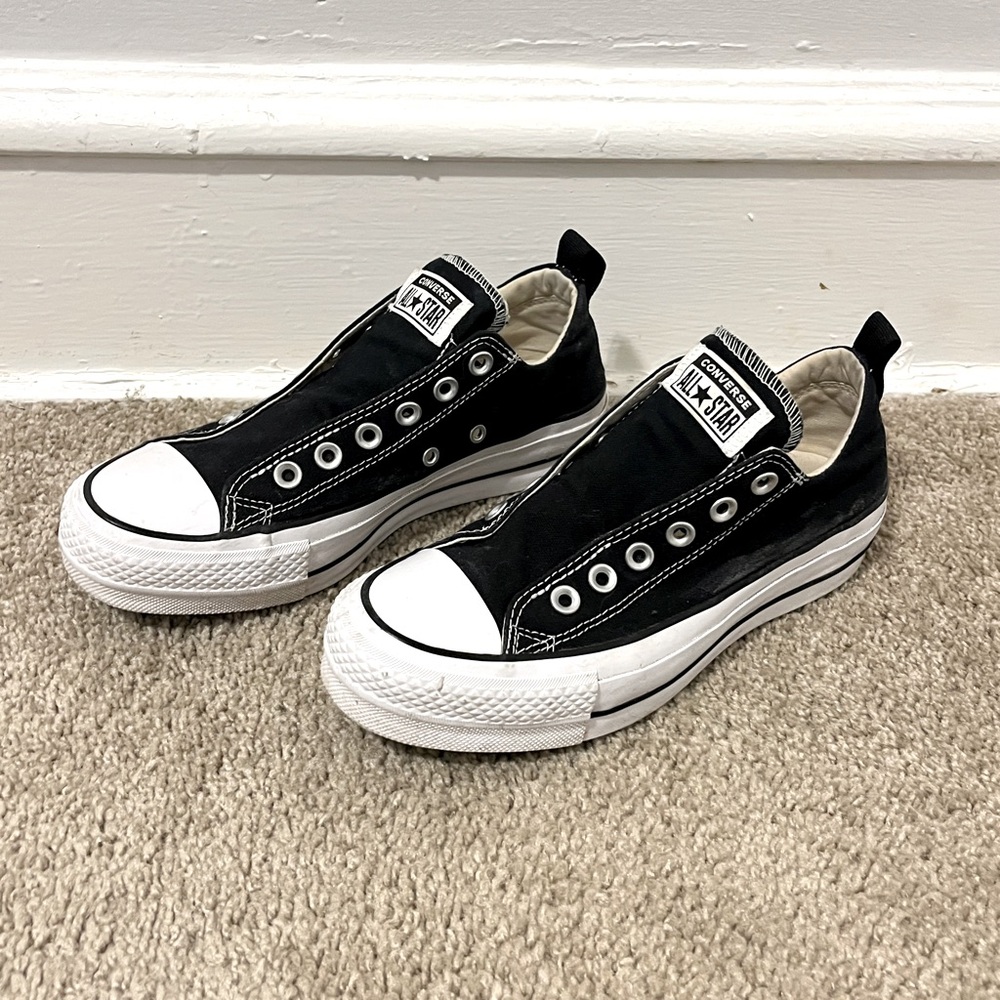converse chuck taylor all star slip on black platform sneakers